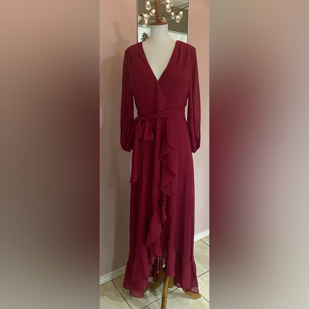 JJ House dress  A-line, V-neck Burgundy Size 8